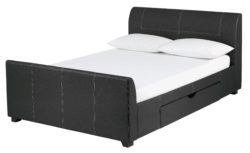 Collection - Enrique Black 2 Drawer - Bed Frame - Small - Double